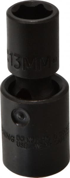 Proto - 1/2" Drive 13mm Standard Universal Impact Socket - 6 Points, 2-19/32" OAL - Exact Tooling