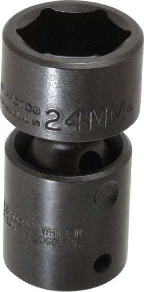 Proto - 1/2" Drive 24mm Standard Universal Impact Socket - 6 Points, 2-11/16" OAL - Exact Tooling