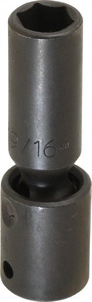 Proto - 1/2" Drive 9/16" Deep Universal Impact Socket - 6 Points, 3-19/32" OAL - Exact Tooling