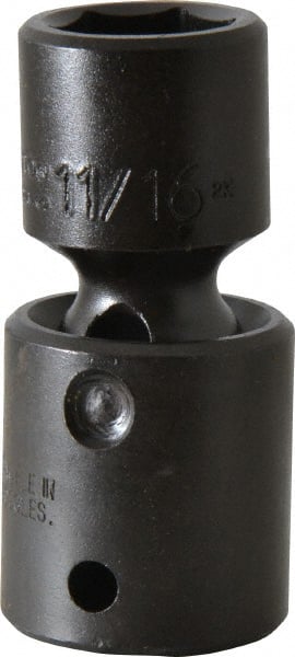 Proto - 1/2" Drive 11/16" Standard Universal Impact Socket - 6 Points, 2-19/32" OAL - Exact Tooling