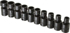 Proto - 10 Piece 3/8" Drive Standard Impact Socket Set - 12 Points, 10 to 19mm, Metric Measurement Standard - Exact Tooling