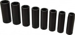 Proto - 8 Piece 1/2" Drive Black Finish Deep Well Impact Socket Set - 6 Points, 1/2" to 15/16" Range, Inch Measurement Standard - Exact Tooling