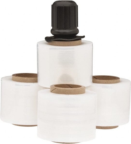 Stretch Associates - 3" x 700' 120 Gauge Clear Bundling Stretch Film with Dispenser - 4 Piece, 120 Gauge, Clear - Exact Tooling