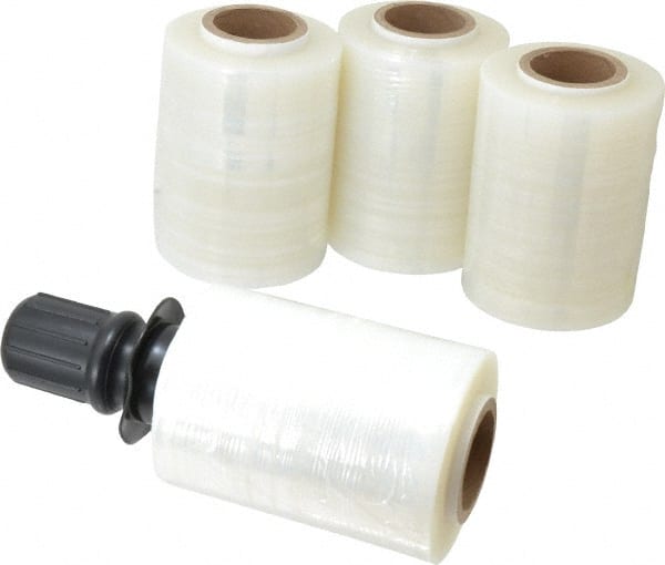 Stretch Associates - 5" x 600' 150 Gauge Clear Bundling Stretch Film with Dispenser - 4 Piece, 150 Gauge, Clear - Exact Tooling
