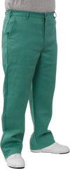 PRO-SAFE - Cotton Flame Resistant/Retardant Pants - Zipper Closure, 3 Pockets, 30" Waist, 32" Inseam, Green - Exact Tooling