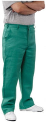 PRO-SAFE - Cotton Flame Resistant/Retardant Pants - Zipper Closure, 3 Pockets, 32" Waist, 32" Inseam, Green - Exact Tooling