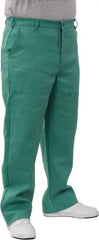 PRO-SAFE - Cotton Flame Resistant/Retardant Pants - Zipper Closure, 3 Pockets, 36" Waist, 32" Inseam, Green - Exact Tooling