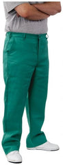 PRO-SAFE - Cotton Flame Resistant/Retardant Pants - Zipper Closure, 3 Pockets, 40" Waist, 32" Inseam, Green - Exact Tooling