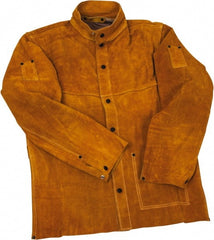 PRO-SAFE - Size XL Flame Resistant/Retardant Jacket - Gold, Leather, Snaps Closure, 46 to 48" Chest - Exact Tooling