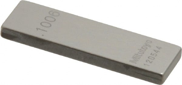 Mitutoyo - 0.1006" Rectangular Steel Gage Block - Accuracy Grade 0, Includes Certificate of Inspection - Exact Tooling