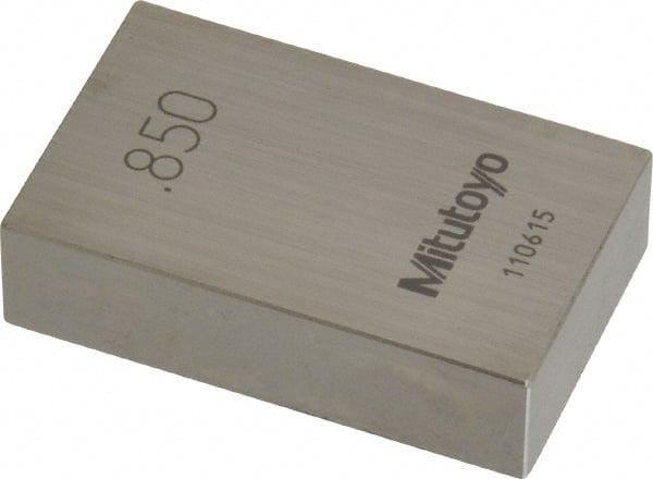 Mitutoyo - 0.85" Rectangular Steel Gage Block - Accuracy Grade 0, Includes Certificate of Inspection - Exact Tooling