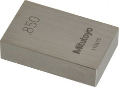 Mitutoyo - 0.85" Rectangular Steel Gage Block - Accuracy Grade 0, Includes Certificate of Inspection - Exact Tooling
