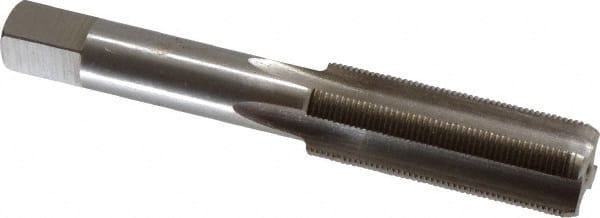 Interstate - 9/16-30 UNS 3B 4 Flute Bright Finish High Speed Steel Straight Flute Standard Hand Tap - Bottoming, Right Hand Thread, 3-19/32" OAL, 1-21/32" Thread Length, H3 Limit, Oversize - Exact Tooling