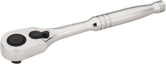 Stanley - 3/8" Drive Pear Head Quick-Release Ratchet - Chrome Finish, 8" OAL - Exact Tooling