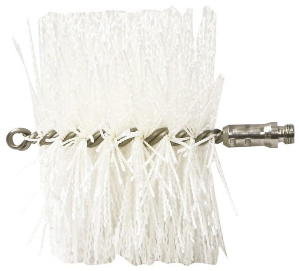 Schaefer Brush - 4-1/2" Long x 8" Diam Nylon Tube Brush - Single Spiral, 7" OAL, 0.06" Filament Diam, 1/4" Shank Diam - Exact Tooling
