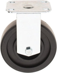 E.R. Wagner - 5" Diam x 1-1/4" Wide x 6-1/4" OAH Top Plate Mount Rigid Caster - Polyolefin, 450 Lb Capacity, Delrin Bearing, 2-3/4 x 3-3/4" Plate - Exact Tooling