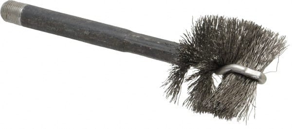 Red Head - 1-1/2" Long x 1-5/8" Diam Steel Wire Brush - Single Spiral, 1" Anchor Size, 5-1/4" OAL, 1-1/8" Shank Diam - Exact Tooling