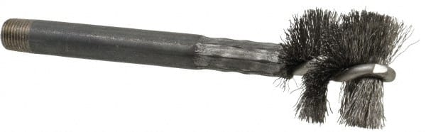 Red Head - 1-1/2" Long x 1-1/4" Diam Steel Wire Brush - Single Spiral, 3/4" Anchor Size, 4-7/8" OAL, 7/8" Shank Diam - Exact Tooling