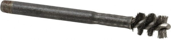 Red Head - 1-1/2" Long x 5/8" Diam Steel Wire Brush - Single Spiral, 3/8" Anchor Size, 4-7/8" OAL, 0.438" Shank Diam - Exact Tooling