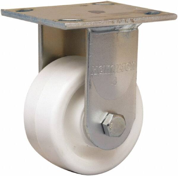 Hamilton - 4" Diam x 2" Wide x 5-5/8" OAH Top Plate Mount Rigid Caster - Polyolefin, 550 Lb Capacity, Delrin Bearing, 4 x 4-1/2" Plate - Exact Tooling