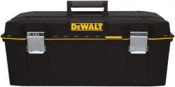DeWALT - 2 Compartment 1 Tray Tool Box - 28" Wide x 12-39/64" Deep x 11-39/64" High, Metal/Resin, Black - Exact Tooling