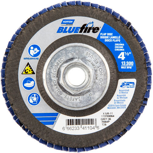 ‎4-1/2″ × 5/8″-11 Type 29 BlueFire Flap Disc - Exact Tooling