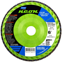 6″ × 7/8″ Flap Disc Neon Quick Trim Type 27- Plastic Plate 60 Grit - Exact Tooling