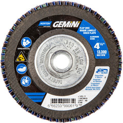 ‎4-1/2 × 5/8 - 11″ Gemini Fiberglass HD Flat Flap Disc Type 27 P80 Grit R766 Zirconia Alumina - Exact Tooling