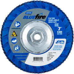 ‎7 × 5/8 - 11″ BlueFire Plastic Flat Flap Disc Type 27 P36 Grit R884P Zirconia Alumina - Exact Tooling