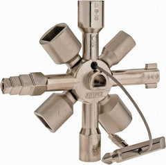 Knipex - 1 Piece Cabinet Key - 5, 6 to 7, 8 to 9, 10 to 11mm Square Capacity, 7 to 8, 9 to 10, 11 to 12mm Triangular Capacity, 3 to 5 mm Two-Way Key Bit Capacity, 6mm Half Moon Capacity - Exact Tooling