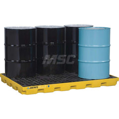 Justrite - Spill Pallets, Platforms, Sumps & Basins; Type: EcoPolyBlend? Accumulation Centers ; Number of Drums: 6 ; Sump Capacity (Gal.): 73.00 ; Load Capacity (Lb.): 7500.000 ; Material: Polyethylene ; Height (Inch): 5.5 - Exact Tooling