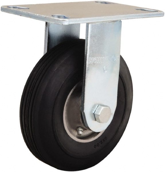 Hamilton - 6" Diam x 2" Wide, Rubber Rigid Caster - 300 Lb Capacity, Top Plate Mount, 4-1/2" x 6-1/4" Plate, Straight Roller Bearing - Exact Tooling