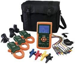 Extech - 3 Phase, 600 VAC, 0.20 to 1,200 Amp Capability, 45 to 65 Hz Calibration, LCD Display Power Meter - 0.5% Current Accuracy, 0.5% Voltage Accuracy - Exact Tooling
