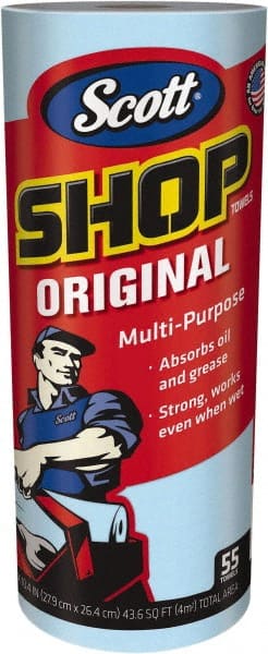 Scott - Dry Shop Towel/Industrial Wipes - 11" x 10" Sheet Size, Blue - Exact Tooling