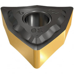 Iscar - WNMG332 PP Grade IC8350 Carbide Turning Insert - TiCN/Al2O3/TiN Finish, 80° Trigon, 3/8" Inscr Circle, 3/16" Thick, 1/32" Corner Radius - Exact Tooling