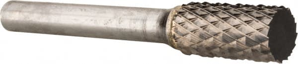 SGS Pro - 3/8" Cut Diam, 1/4" Shank Diam, Cylinder Head Double Cut Burr - Carbide, Flat End, 3/4" LOC, 2-1/2" OAL - Exact Tooling