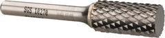 SGS Pro - 1/2" Cut Diam, 1/4" Shank Diam, Cylinder Head Double Cut Burr - Carbide, Flat End, 1" LOC, 2-3/4" OAL - Exact Tooling