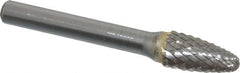 SGS Pro - 3/8" Cut Diam, 1/4" Shank Diam, Tree with Radius Head Double Cut Burr - Carbide, Radius End, 3/4" LOC, 2-1/2" OAL - Exact Tooling