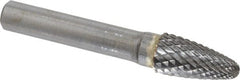 SGS Pro - 1/2" Cut Diam, 3/8" Shank Diam, Tree with Radius Head Double Cut Burr - Carbide, Radius End, 1" LOC, 3" OAL - Exact Tooling