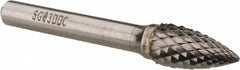 SGS Pro - 3/8" Cut Diam, 1/4" Shank Diam, Tree Head Double Cut Burr - Carbide, Point End, 3/4" LOC, 2-1/2" OAL - Exact Tooling