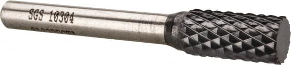 SGS Pro - 3/8" Cut Diam, 1/4" Shank Diam, Cylinder Head Double Cut Burr - Carbide, Flat End, 3/4" LOC, 2-1/2" OAL - Exact Tooling