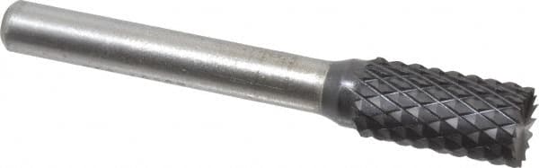 SGS Pro - 3/8" Cut Diam, 1/4" Shank Diam, Cylinder with End Cut Head Double Cut Burr - Carbide, End Cut End, 3/4" LOC, 2-1/2" OAL - Exact Tooling
