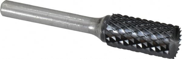SGS Pro - 1/2" Cut Diam, 1/4" Shank Diam, Cylinder with End Cut Head Double Cut Burr - Carbide, End Cut End, 1" LOC, 2-3/4" OAL - Exact Tooling