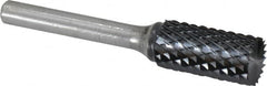 SGS Pro - 1/2" Cut Diam, 1/4" Shank Diam, Cylinder with End Cut Head Double Cut Burr - Carbide, End Cut End, 1" LOC, 2-3/4" OAL - Exact Tooling