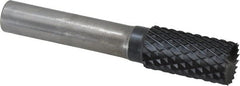 SGS Pro - 1/2" Cut Diam, 3/8" Shank Diam, Cylinder with End Cut Head Double Cut Burr - Carbide, End Cut End, 1" LOC, 3" OAL - Exact Tooling