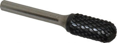 SGS Pro - 1/2" Cut Diam, 1/4" Shank Diam, Cylinder with Radius Head Double Cut Burr - Carbide, Radius End, 1" LOC, 2-3/4" OAL - Exact Tooling