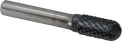 SGS Pro - 1/2" Cut Diam, 3/8" Shank Diam, Cylinder with Radius Head Double Cut Burr - Carbide, Radius End, 1" LOC, 3" OAL - Exact Tooling