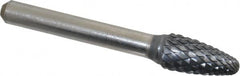 SGS Pro - 3/8" Cut Diam, 1/4" Shank Diam, Tree with Radius Head Double Cut Burr - Carbide, Radius End, 3/4" LOC, 2-1/2" OAL - Exact Tooling