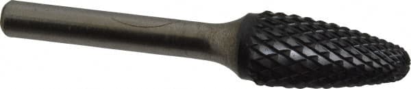 SGS Pro - 1/2" Cut Diam, 1/4" Shank Diam, Tree with Radius Head Double Cut Burr - Carbide, Radius End, 1" LOC, 2-3/4" OAL - Exact Tooling