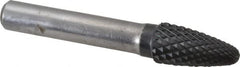 SGS Pro - 1/2" Cut Diam, 3/8" Shank Diam, Tree with Radius Head Double Cut Burr - Carbide, Radius End, 1" LOC, 3" OAL - Exact Tooling
